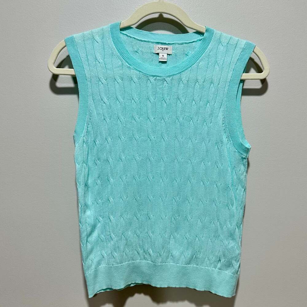 J. Crew Factory Cable Knit Sweater Vest 100% cotton in Blue Sz S
